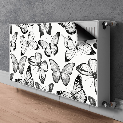 Magnetic radiator cover Black and white butterfly