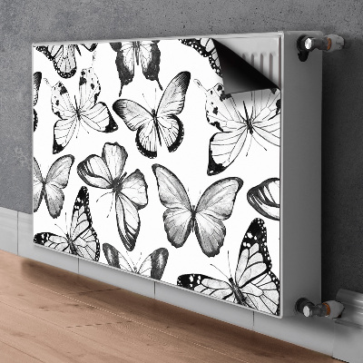 Magnetic radiator cover Black and white butterfly