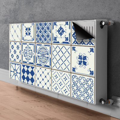 Decorative radiator cover Blue tiles