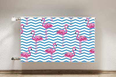 Magnetic radiator mat Flamingos