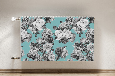 Radiator cover Black and white roses