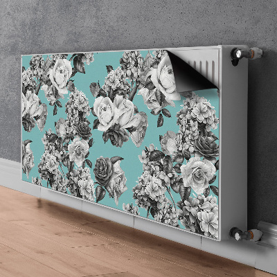 Radiator cover Black and white roses