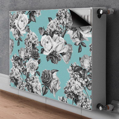 Radiator cover Black and white roses