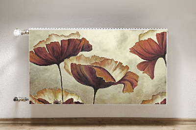 Magnetic radiator cover Painting large poppies