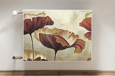 Magnetic radiator cover Painting large poppies