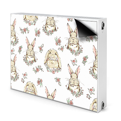 Decorative radiator cover Light brown rabbits