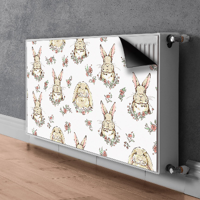 Decorative radiator cover Light brown rabbits