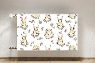 Decorative radiator cover Light brown rabbits