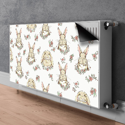 Decorative radiator cover Light brown rabbits