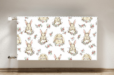 Decorative radiator cover Light brown rabbits