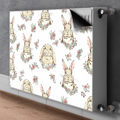 Decorative radiator cover Light brown rabbits