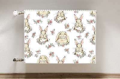 Decorative radiator cover Light brown rabbits