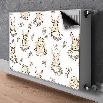 Decorative radiator cover Light brown rabbits