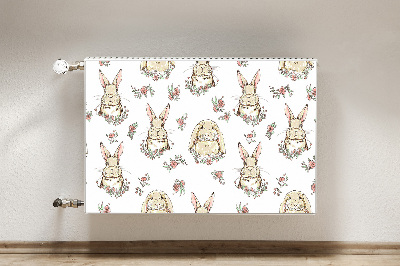 Decorative radiator cover Light brown rabbits