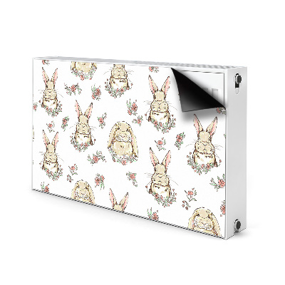 Decorative radiator cover Light brown rabbits