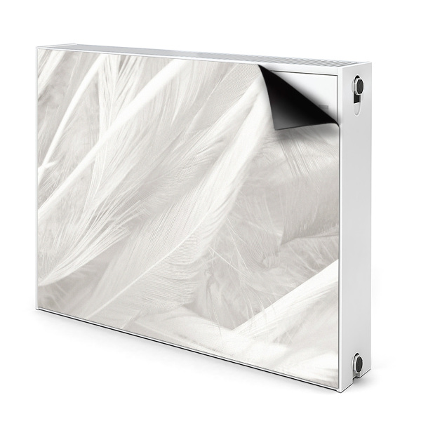 Decorative radiator mat Beautiful white feathers