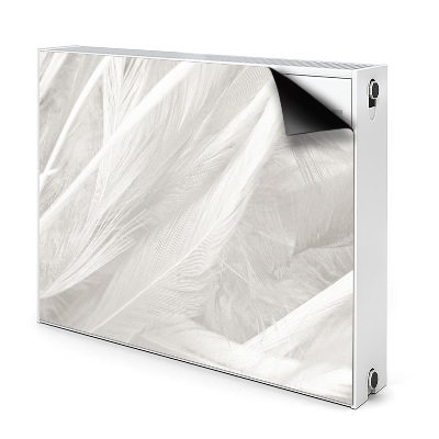 Decorative radiator mat Beautiful white feathers