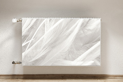 Decorative radiator mat Beautiful white feathers