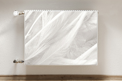 Decorative radiator mat Beautiful white feathers