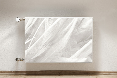 Decorative radiator mat Beautiful white feathers