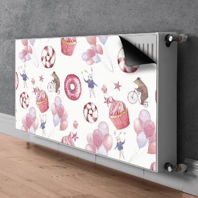 Decorative radiator cover Sweets and balloons