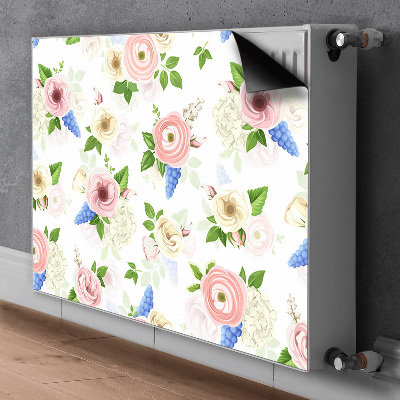 Decorative radiator cover Drawn flowers