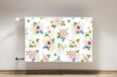 Decorative radiator cover Drawn flowers