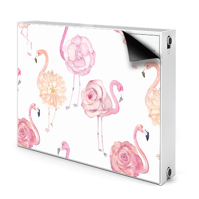 Magnetic radiator mat Flamingos and flowers