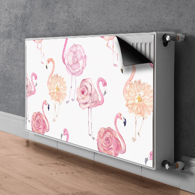 Magnetic radiator mat Flamingos and flowers