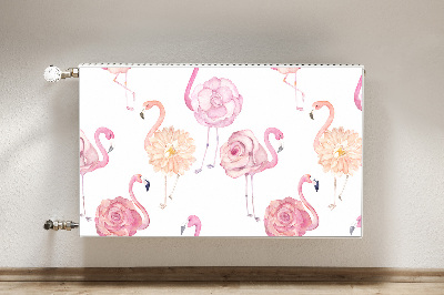 Magnetic radiator mat Flamingos and flowers