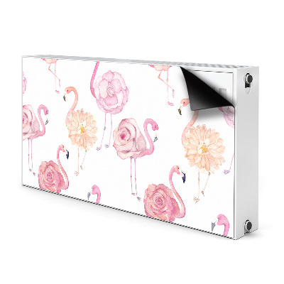 Magnetic radiator mat Flamingos and flowers