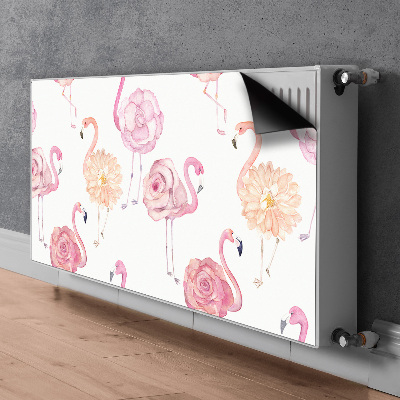 Magnetic radiator mat Flamingos and flowers