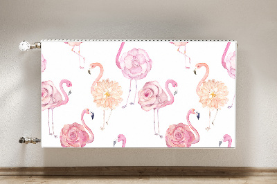 Magnetic radiator mat Flamingos and flowers