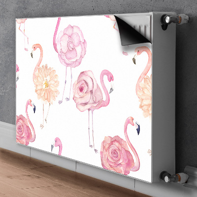 Magnetic radiator mat Flamingos and flowers