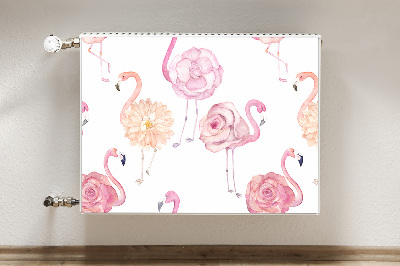 Magnetic radiator mat Flamingos and flowers