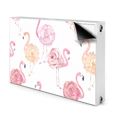 Magnetic radiator mat Flamingos and flowers