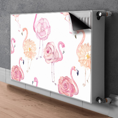 Magnetic radiator mat Flamingos and flowers