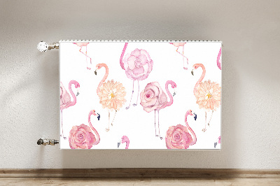 Magnetic radiator mat Flamingos and flowers