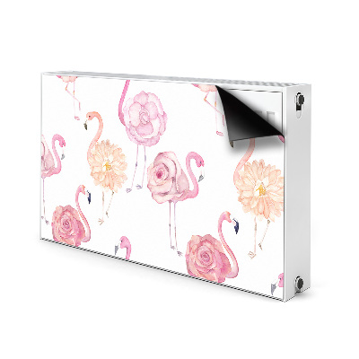 Magnetic radiator mat Flamingos and flowers