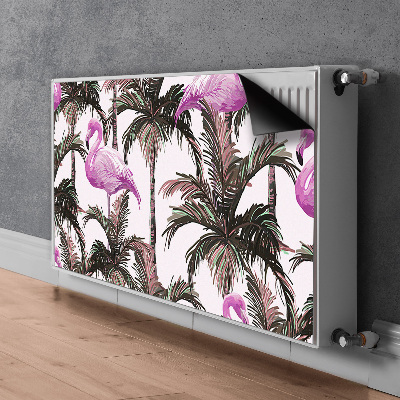 Magnetic radiator mat Flamingos in palm trees