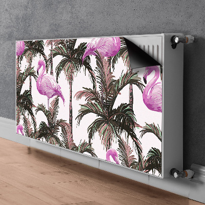 Magnetic radiator mat Flamingos in palm trees