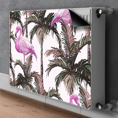 Magnetic radiator mat Flamingos in palm trees