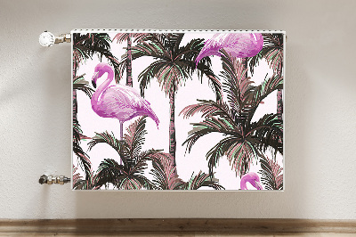 Magnetic radiator mat Flamingos in palm trees