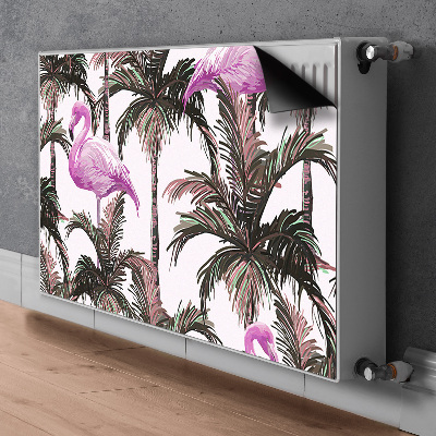 Magnetic radiator mat Flamingos in palm trees