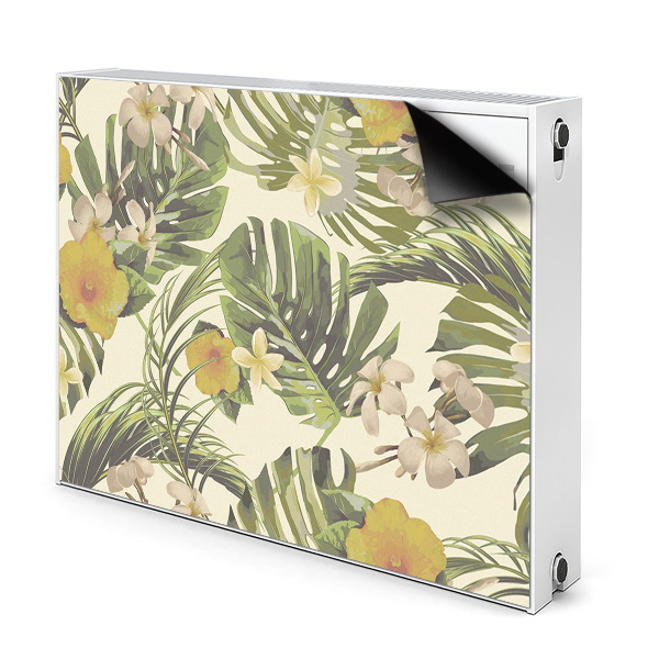 Decorative radiator cover Tropical leaves and flowers