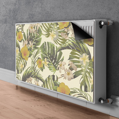 Decorative radiator cover Tropical leaves and flowers