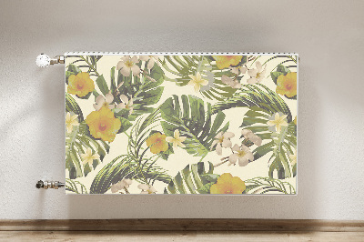 Decorative radiator cover Tropical leaves and flowers