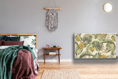 Decorative radiator cover Tropical leaves and flowers