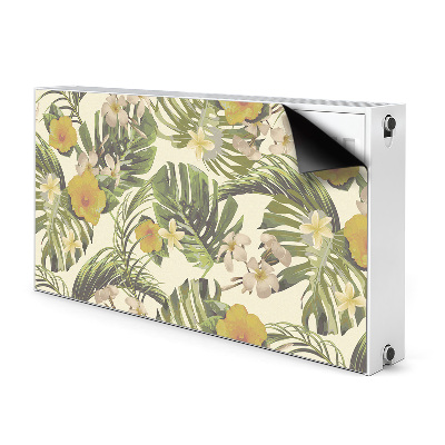 Decorative radiator cover Tropical leaves and flowers