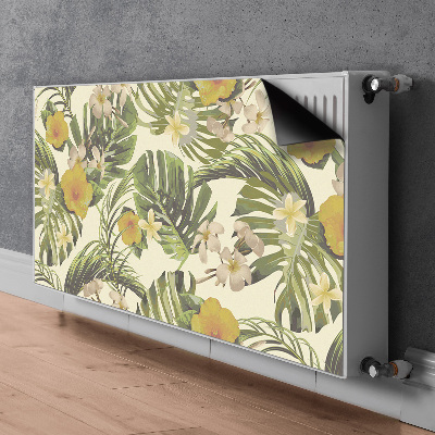 Decorative radiator cover Tropical leaves and flowers